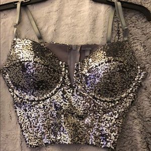 Sequin corset-like crop top